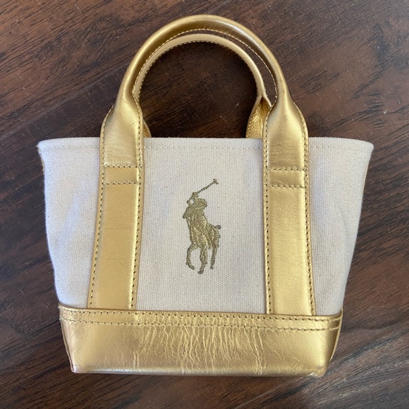 Ralph Lauren Handbags - Mini Ralph Lauren Canvas and Gold handbag
